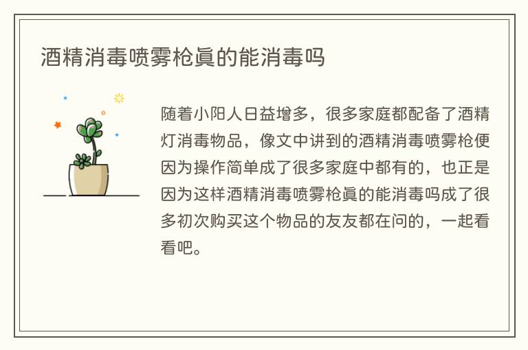 酒精消毒喷雾枪真的能消毒吗(图1) 酒精消毒喷雾枪真的能消毒吗