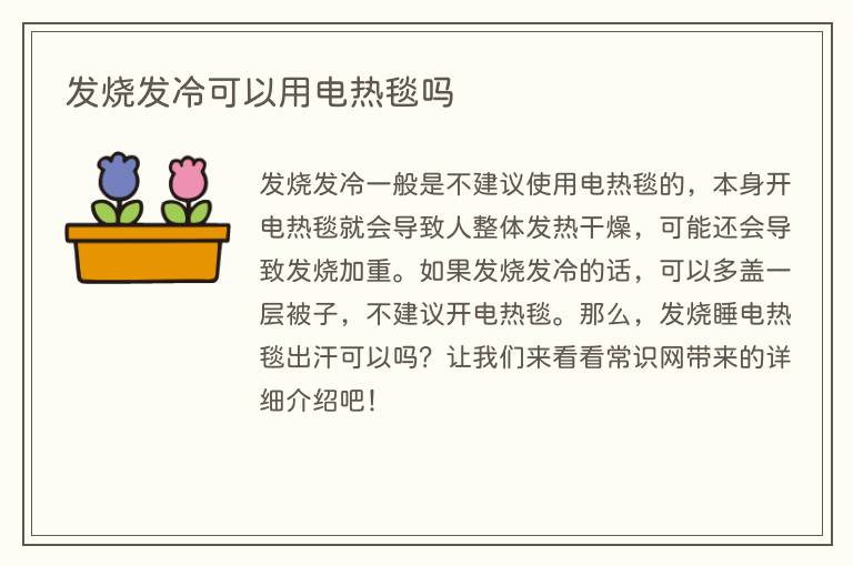 发烧发冷可以用电热毯吗(图1) 发烧发冷可以用电热毯吗