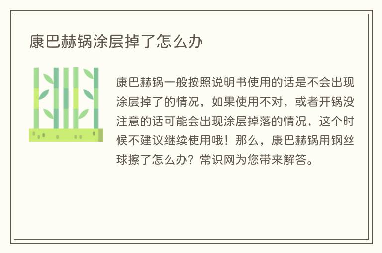 康巴赫锅涂层掉了怎么办(图1) 康巴赫锅涂层掉了怎么办