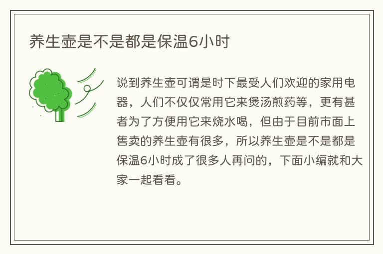 养生壶是不是都是保温6小时(图1) 养生壶是不是都是保温6小时