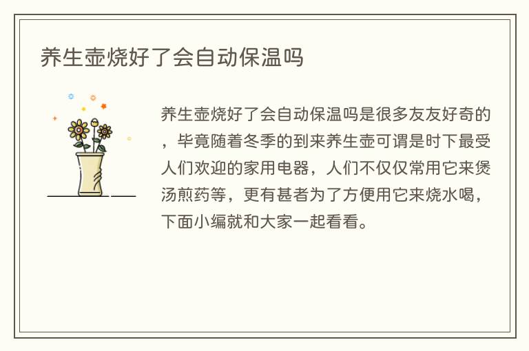 养生壶烧好了会自动保温吗(图1) 养生壶烧好了会自动保温吗
