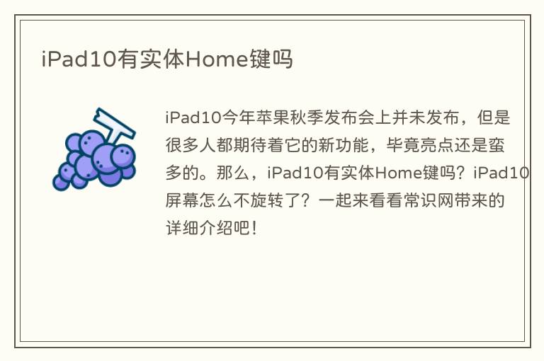 iPad10有实体Home键吗(图1) iPad10有实体Home键吗