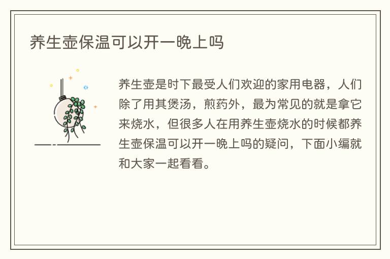 养生壶保温可以开一晚上吗(图1) 养生壶保温可以开一晚上吗
