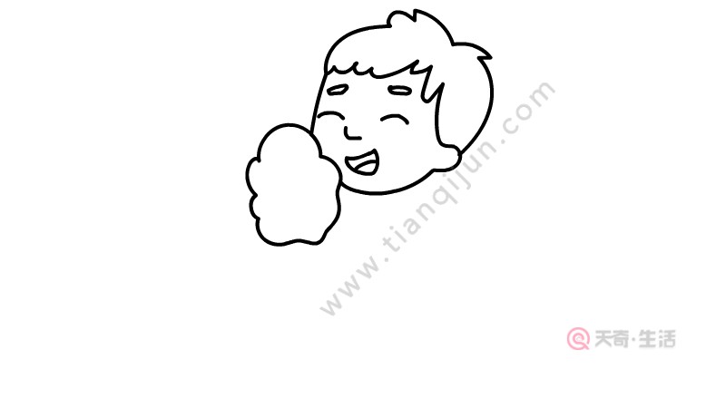 吃棉花糖的小男孩简笔画怎么画(图2) 吃棉花糖的小男孩简笔画怎么画