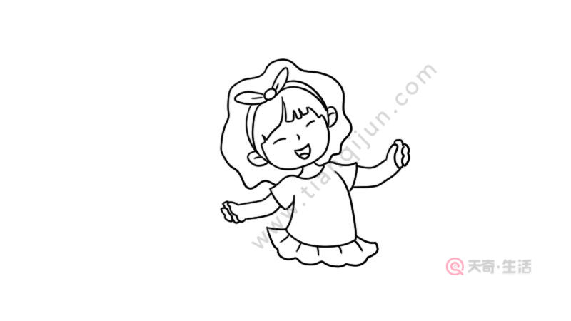 儿童节跳绳的女孩简笔画画法(图4) 儿童节跳绳的女孩简笔画画法